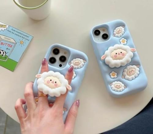 Image of Dezet Back Cover Compatible with iPhone 15 Pro Soft Silicone 3D Cute Cartoon Cover, Aesthetic Full Protective Case Cover Girls & Women (Blue)