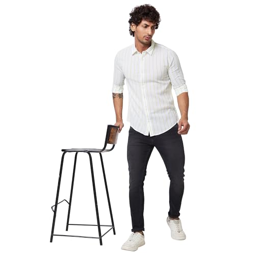 Image of Spykar Men's Regular Fit N /A Full Sleeve Striped Casual Shirts