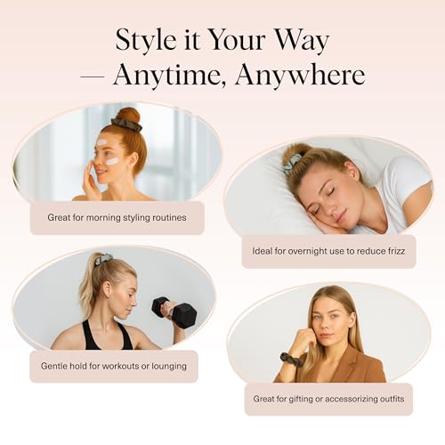 Image of Kitsch Scrunchies for Women - No Crease Hair Ties for Girls | Scrunchies For All Hair Types and Textures, Perfect for Day or Night | Ideal Gifts for Women - Moss Green, 5 Pcs