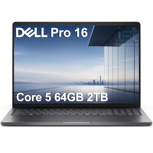 Image of Dell Pro 16 PC16250 Laptop, Intel Core 5 120U, 64GB DDR5 RAM, 2TB SSD | Next Gen Latitude 5550, Business AI PC, 16 inch FHD+ Anti-Glare, > Ultra 5 125U, R Webcam, Thunderbolt 4, Backlit, Win 11 Pro