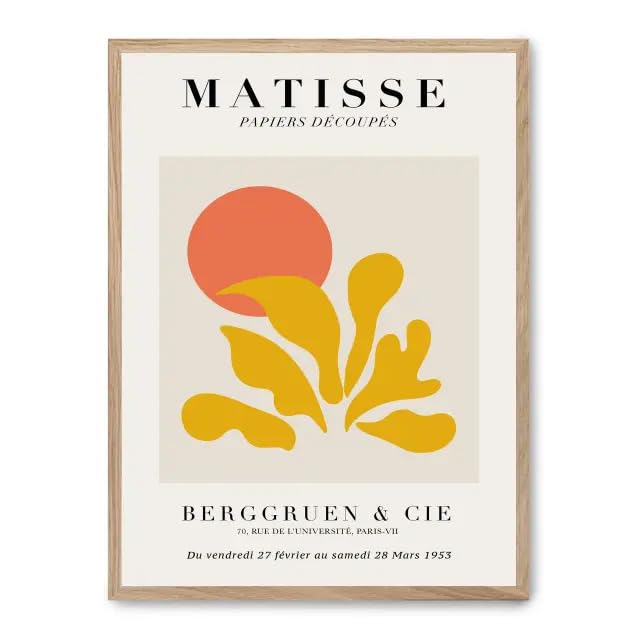 Alexandra House Living Cuadro Matisse Art Print VII – Marco Roble 40x50 cm | Lámina artística estilo Matisse, formas y color; enmarcada y lista para colgar, ideal para salón o dormitorio con carácter
