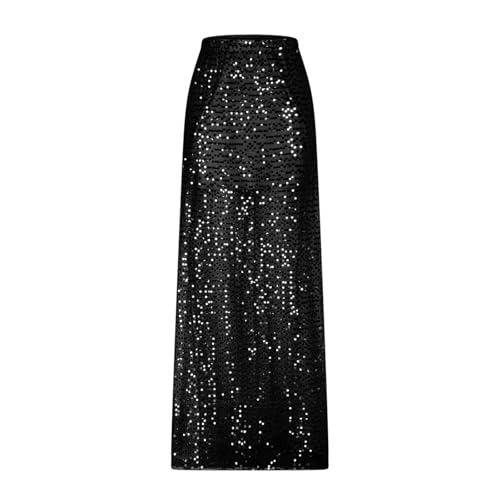 Sequins Skirt for Women Sparkly High Waist Maxi Skirts Shiny Glitter A-Line Flowy Long Skirt for Night Out Party2
