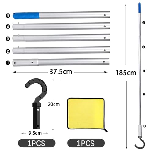 HEYIDAMAI Haken für poolroboter, mit 5 Abnehmbare Verstärkung Aluminiumstange, Pool Haken für Pool Saugroboter, Pool Reinigungszubehör Haken, Generisch Haken für Poolreiniger Roboter Zubehör – Bild 3