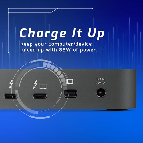 Image of OWC 14-Port Thunderbolt Dock, 85W charging, (2) Thunderbolt 40 Gb /s (USB-C), (5) USB 3.2 Type-A, USB 3.2 (10Gb /s) Type-C, Mini DisplayPort, GbE, Audio, Single 5K or Dual 4K Displays, cable, For Mac /PC