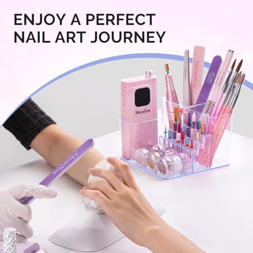 Image of MelodySusie Nail Drill Holder, 21 Holes Nail Drill Bits Holder, Professional Acrylic Nail Tools Storage Box, Organizer Displayer for Manicure Efile Accessories Nail Drill Kit, Salon Home, Clear