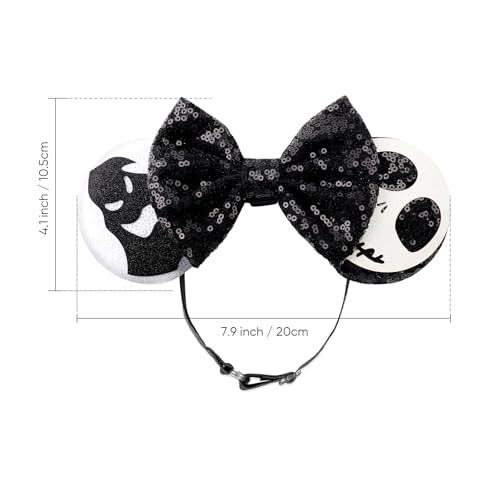 Image of DRESHOW Halloween Mouse Ears Headbands for Women Sequin Bow Headbands Elastic Adjustable Headband Glitter Party Decoration Cosplay Costume for Women