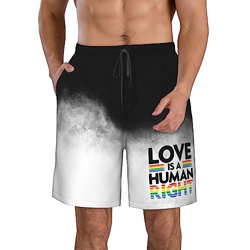 Black LGBTQ Pride Gay LGBT Rainbow Lesbian Men's Swimming Trunks for Men Swimwear Beach Shorts Mens Swimsuit Trunks
