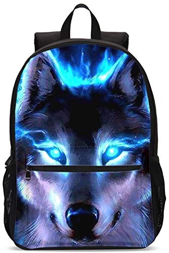 Mochila Escolar Lobo Brillante 3D Ligera Informal Fresca Para El Libro De Escuela  Viaje