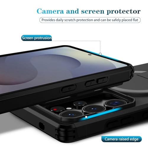 Image of ShieldTech MagStand Series Case for Samsung Galaxy S25 Ultra 5G, Mobile Phone Cover with Sliding Camera Shield, Kickstand, MagSafe, Shockproof for Samsung Galaxy S25 Ultra 5G - Black