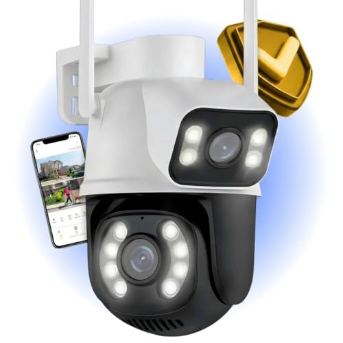 Câmera de Segurança WiFi de Lente Dupla para Uso Externo Premium