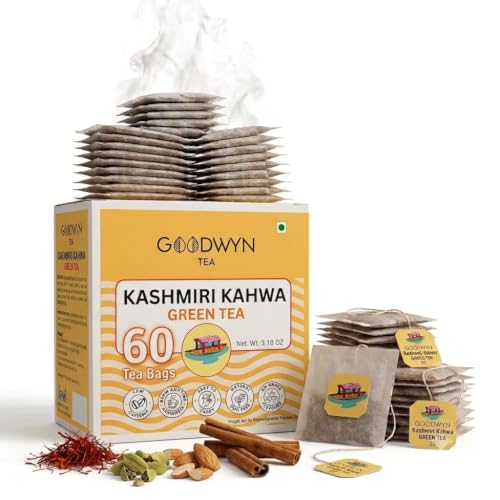 Goodwyn Kashmiri Kahwa Tea Bags, Green Tea with Saffron &