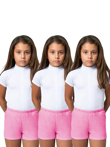 Image of KiddoPanti Girls Solid Cycling Shorts Pack of 3 | Soft & Stretchy Cotton Spandex | Comfortable Fit with Elastic Waistband | Half Tights Length Girls Inner Cycling Shorts