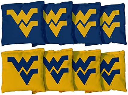 Victory Tailgate NCAA Collegiate Regulation Cornhole Game Bag Set (8 Bags Included, Corn-Filled) - West Virginia University Mountaineers WVU