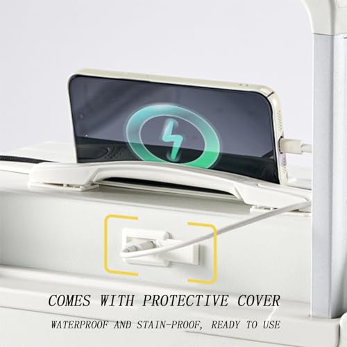 Three-Digit Combination Lock Suitcase, External Three-Layer Composite Material Folding Cup Holder for Travel and Business Trips, 20 inches, White (White 20 inches)4