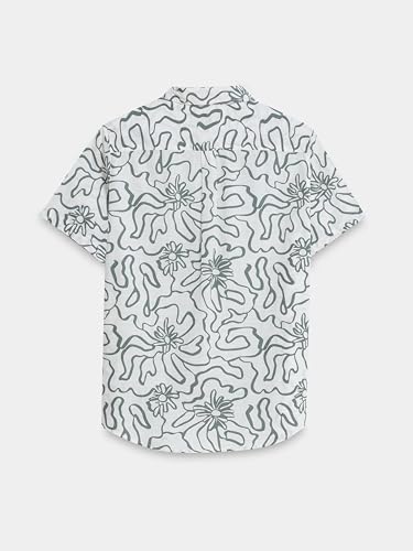 Image of StitchX Men's Half Sleeve Abstract Floral Printed Pure Cotton Shirt