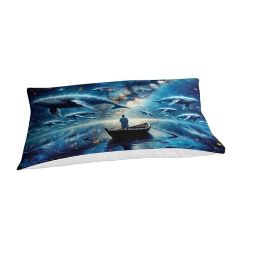 Housse de couette fermeture éclair cachée imprimée baleine fantaisie 3D - 3