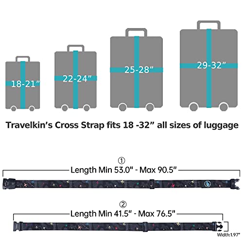 Image of Travelkin Luggage Straps TSA Approved, Suitcase Straps with TSA Lock | Adjustable, Cross luggage belt strap, combination lock, Travel,Reinforced Buckle,multiple colors, locking suitcase belt