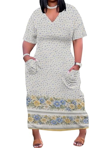 Image of SUZONANA Plus Size Dresses for Curvy Women African Print American Dress Summer Outfits Casual Loose with Pocket