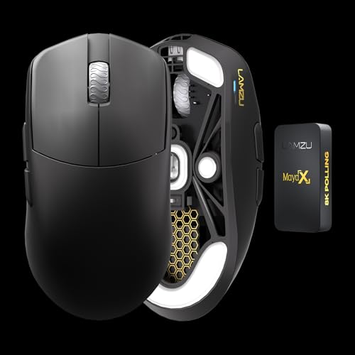 Image of Lamzu Maya X Wireless Gaming Mouse, Ultra Lightweight 47g, Optical Switch, Maximum 30000 DPI, Symmetrical, MCU Nordic 52840, Silver TTC Encoder, PAW3950 Sensor(Larger Maya) (Black)