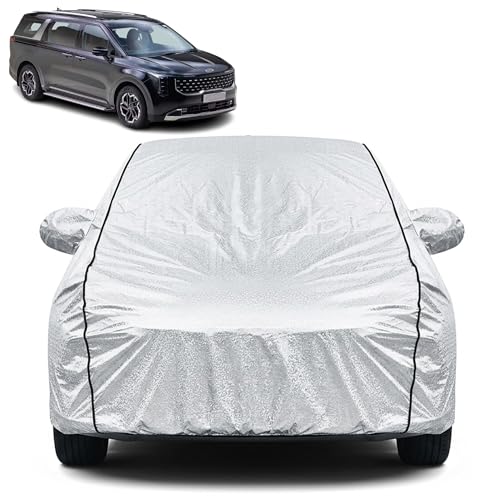 Image of Waterproof Car Cover for Kia Carnival | Dustproof, UV Resistant & Scratch Protection | Soft Cotton Lining | Triple Stitched | Mirror Pockets & Elastic Fit | Silver
