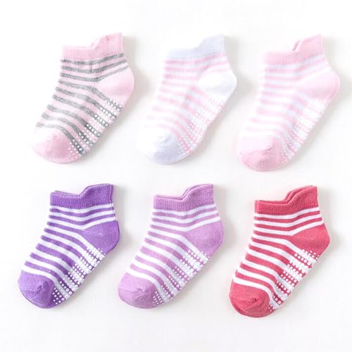 6 Pairs Baby Non Slip Socks for Toddler Boy Girl sith Grips Infants Girls Boys Cute Cotton Ankle Socks3