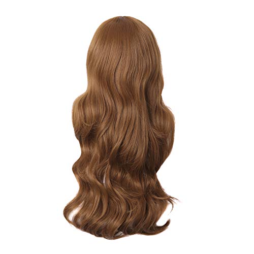 Image of MapofBeauty 24 Inch Long Wavy Side Bangs Anime Cosplay Wig, Light Brown | 60 cm Synthetic Fiber Wig, Women, Charming, Party