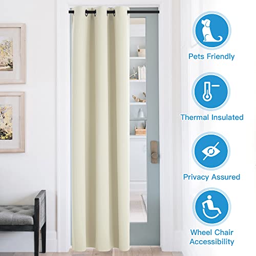 Image of RYB HOME Blackout Curtains Thermal Insulating Privacy Temporary Door Curtains for Bedroom Closet Doorway Accordion Door Interior Living Room Kids Nursery Dining, Wide 60 x Long 90 inch, Beige
