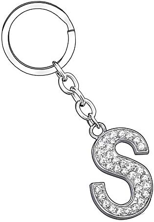 A B C D E F G H I J K L M N O P Q R S T U V W X Y Z Letter Keyring Keychain for Women Girl Family Best Friend Silver Crystal Jewellery