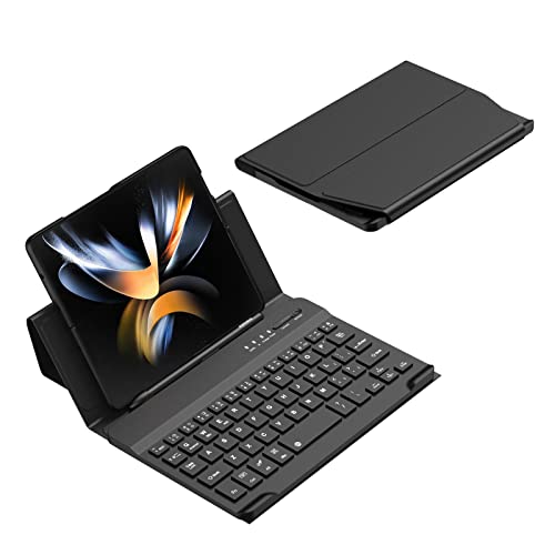 Libeagle Compatible with Samsung Galaxy Z fold 6/5/4/3/2, Google Pixel Fold Mini Wireless Bluetooth Keyboard Leather Case, Easy to Carry, Typing Comfortable - Black