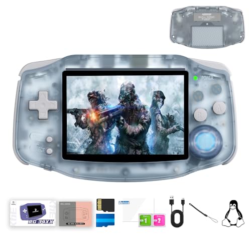 RG 34XX Retro Handheld Game Console Linux 64-bit 3.4 inch IPS Screen 32+64G Card RG 34XX Portable Gaming Console 5000+ Preloaded Games 3500mAh Battery Compatible with WiFi HDMI Bluetooth Glacier Blue