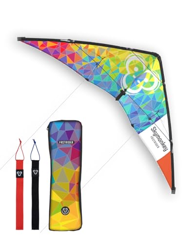 Skymonkey Fastrider Lenkdrachen Kinder, Jugendliche und Erwachsene, 2-Leiner Lenkdrache, Spannweite: 127cm - Rainbow