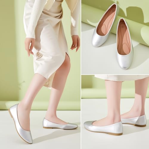 Image of Hash Bubbie Women's Flats Shoes Ballet Flats Dress Shoes Comfortable PU Leather Slip on Shoes for Women