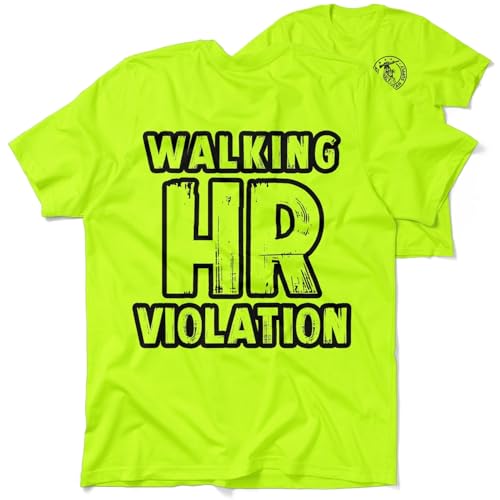 Hi Vis, Hi Viz HR Violation Cotton/Poly Blend Half-Sleeve Safety T-Shirt, Funny Work Shirts for Men, Safety Yellow, Large