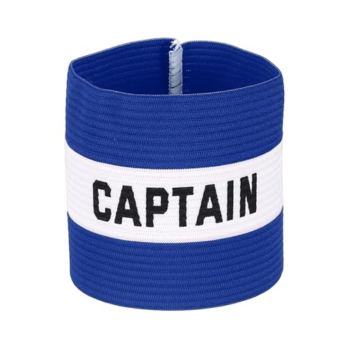 YELARXI Captain Armband, Soccer Captain Arm Bands Elastic Adjustable Leader Armbands Team Sport Rugby Player Band 5.1x3.4 in & Blue/White-Fit for (Football/Basketball Training)
