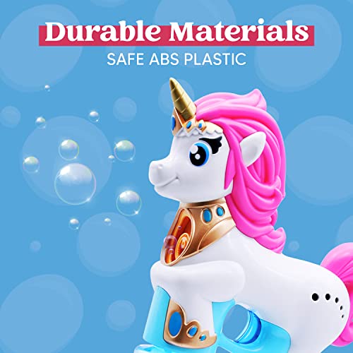Joyin 2 Pcs Automatic Unicorn Bubble Gun For Kids With 4Oz Bubble Solution, Toddler Bubble Maker, Bubble Machine, Easter Toys, Summer Party Favors, Kids Party Games, Birthday Gifts (Pink+White) #TOP2