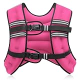 ZELUS Weighted Vest, 6lb/8lb/12lb/16lb/20lb/25lb/30lb Weight Vest with Reflective Stripe for Workout, Strength Training, Running, Fitness, Muscle Building, Weight Loss, Weightlifting, Pink(16 lb)
