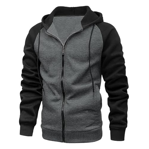 2 Pack Men's Novelty Color Block Hoodies Full Zip Track Jacket Casual Fleece Zipper Hoodie Hooded Sweatshirt3
