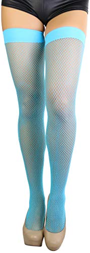 Image of ToBeInStyle Women's Sexy Nylon Versatile Fine Fishnet Thigh High Stockings w /Opaque Band