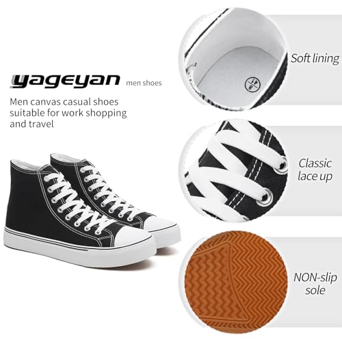 yageyan Men’s High Top Canvas Sneakers Fashion Lace up Walking Shoes Casual Classic2