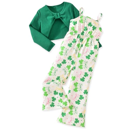 Image of HIHA Girls Sleeveless Jumpsuits Outfit Long Sleeve Twist Front Tops Romper Clothes Set Size 4-12