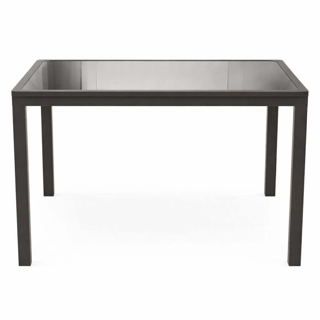 Acomoda Textil - Mesa Extensible 90-180 cm de Cristal y Estructura de Aluminio Resistente, Altura 75 cm y Diseño Moderno para Comedor, Jardín, Terraza o Patio. Mesa Funcional y Estable Uso Exterior