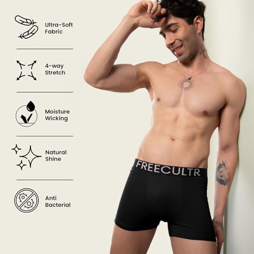 Image of Freecultr Organic Cotton Elastane Stretch Underwear for Men Breathable Comfortable Trunks Innerwear Sweat Absorbing Undergarments with Ultrasoft Waistband