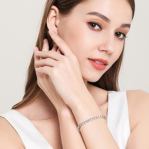 Mdfun 18K White Gold Plated Cz Tennis Bracelet, 4Mm Cubic Zirconia Charm Bracelet For Women Men Boys And Girls (7.0" Tennis Bracelet) #TOP4