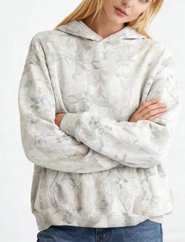 Image of Dsewpaur Camo Fleece Hoodie For Men Women Long Sleeve Drop Shoulder Oversized Hooded Sweatshirt Pullover With Pocket