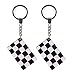 QQSD Checkered Black and White Racing Flag Keychain Key Ring (2 Pack)