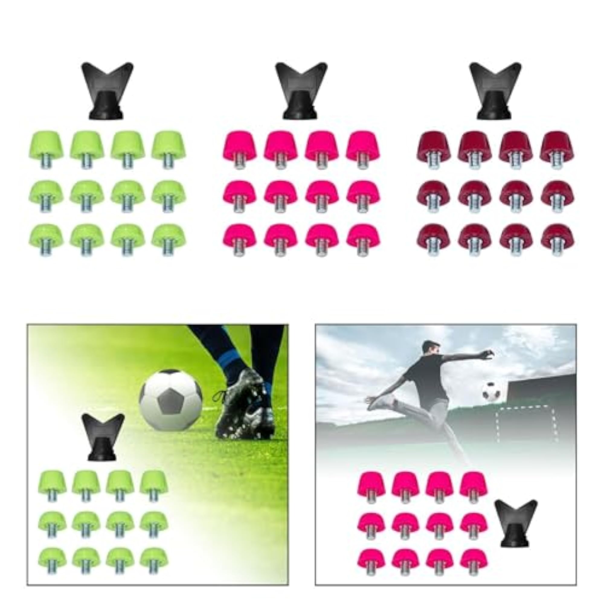 12X Football Boot Studs for Athletic Sneakers, Green