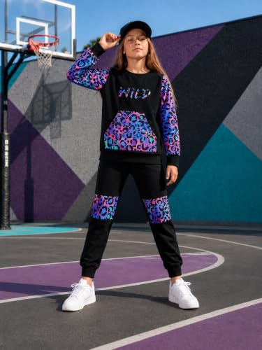 Image of Girls Fall Winter Outfits Cartoon Animal Long Sleeve Crewneck Sweatshirt Top+Sweatpant 2 Piece Clothing Set 3-9T