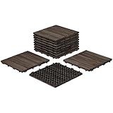 UBOHUZ Suelos De Madera Compuesta 11 Piezas de baldosas de Madera entrelazadas de 30 x 30 cm for terrazas de Composite, for Interiores y Exteriores