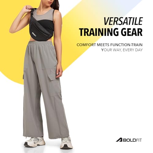 Image of Boldfit Cargo Pants for Woman High Waist Joggers with Adjustable Hem Toggle