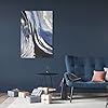 YPY Blue Abstract Canvas Wall Art: Sea Wave Hand Painted Textured Paintings Living Room Decor, Black Grey Modern Picture Print Artwork Huge Framed Poster Home Decoration 24 x 36